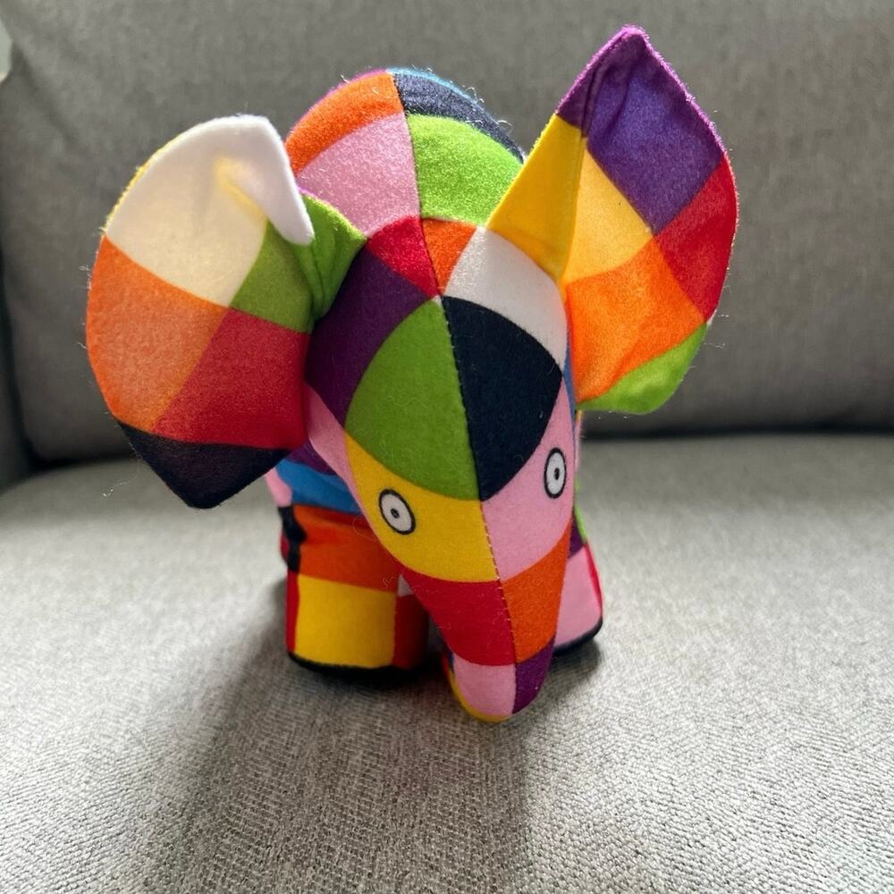 Vintage 1993 Elmer The Patchwork Elephant Plush Stuffed Animal David McKee